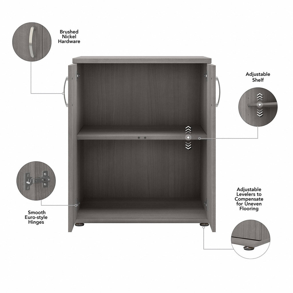 White Floor Storage Cabinet with Doors and Shelves O20569
