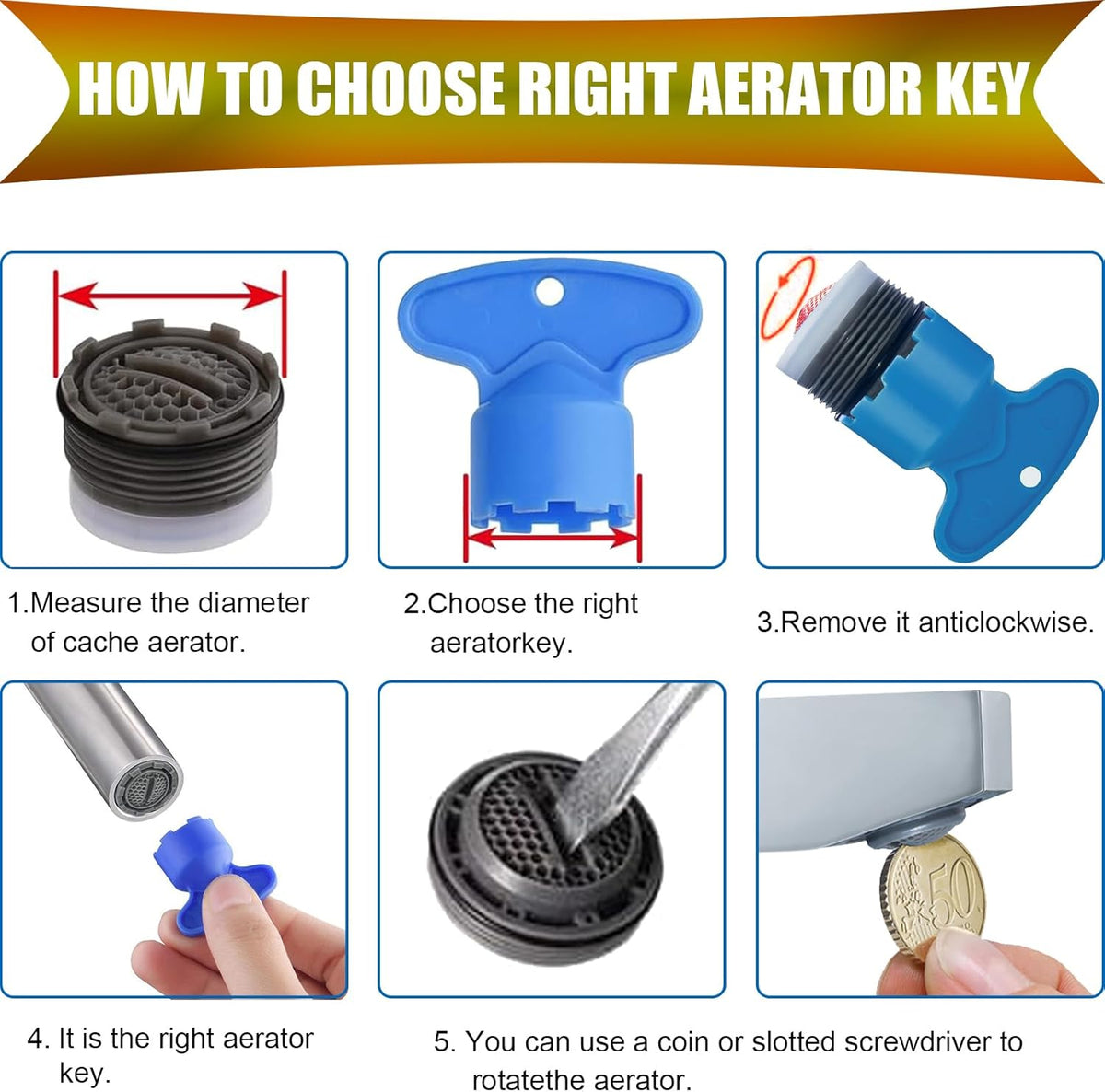 12PCS Faucet Aerator Key Removal Wrench Replacement Inserts T99298