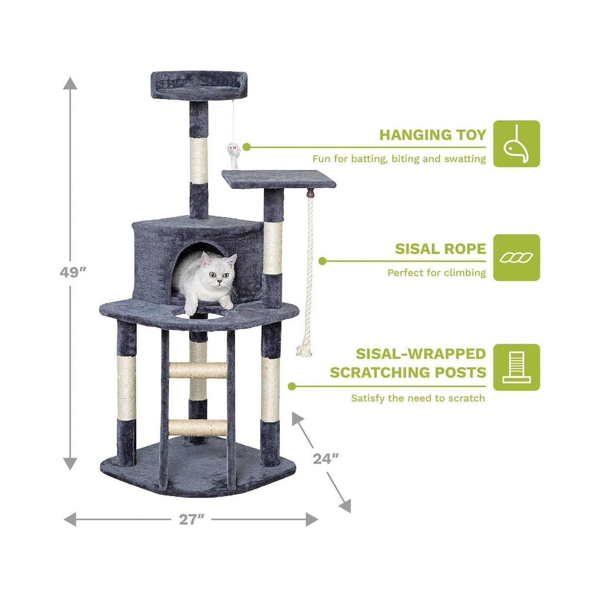 49 in. Cat Tree Condo with Sisal Covered Posts S910