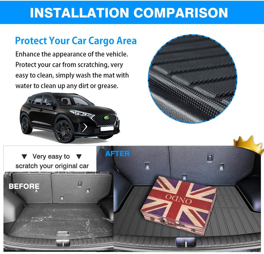 Trunk Mat for Hyundai Tucson 2016-2021, TPO Rear Cargo Liner, Pack of 2 F637811