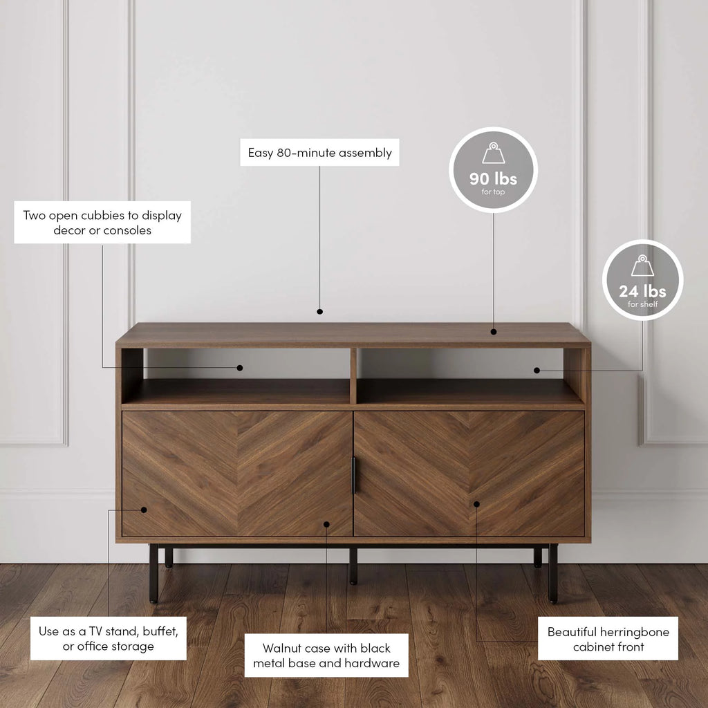 Walnut Media Console with Storage B747