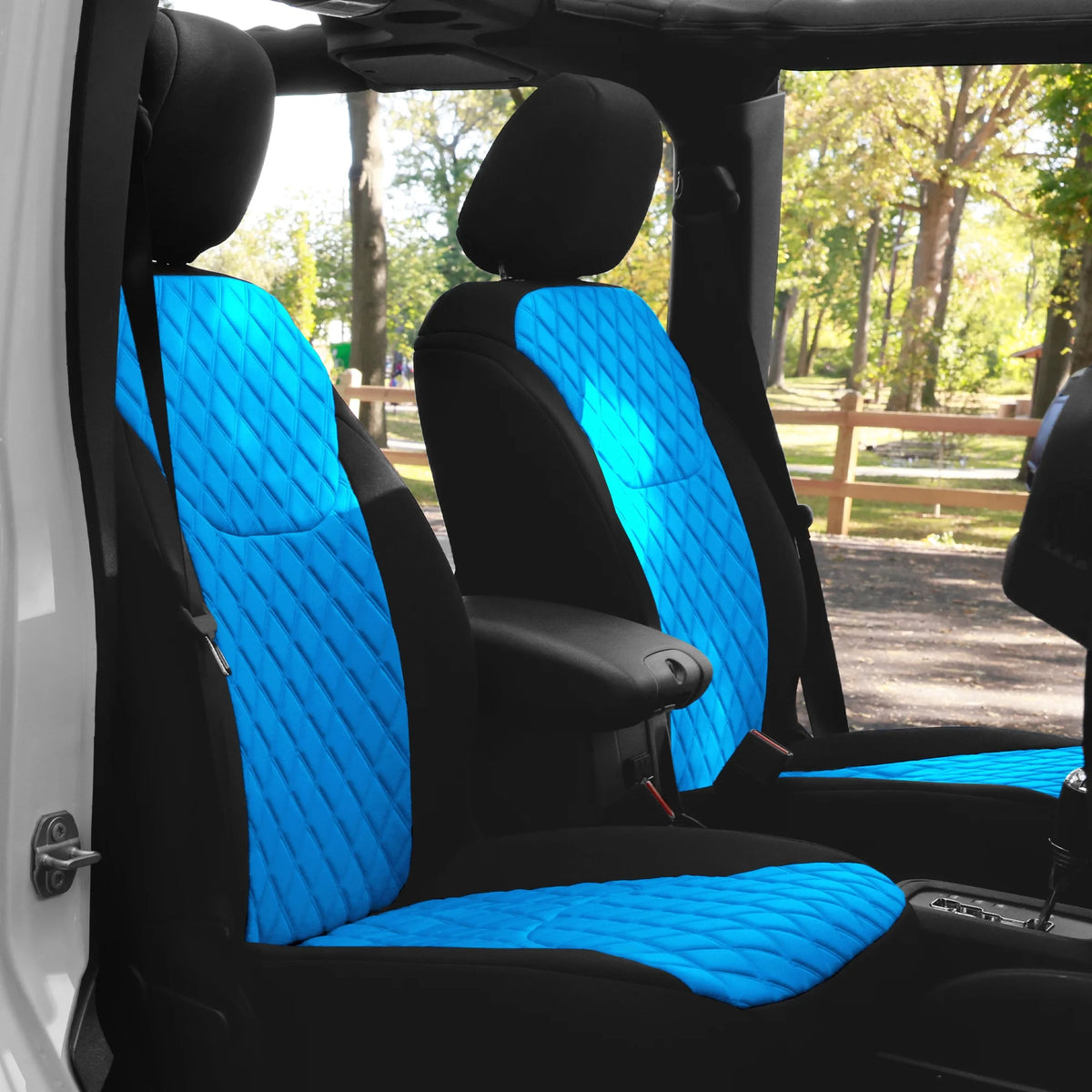 Aqua Neoprene Front Seat Covers for Jeep Wrangler JK 4DR W187