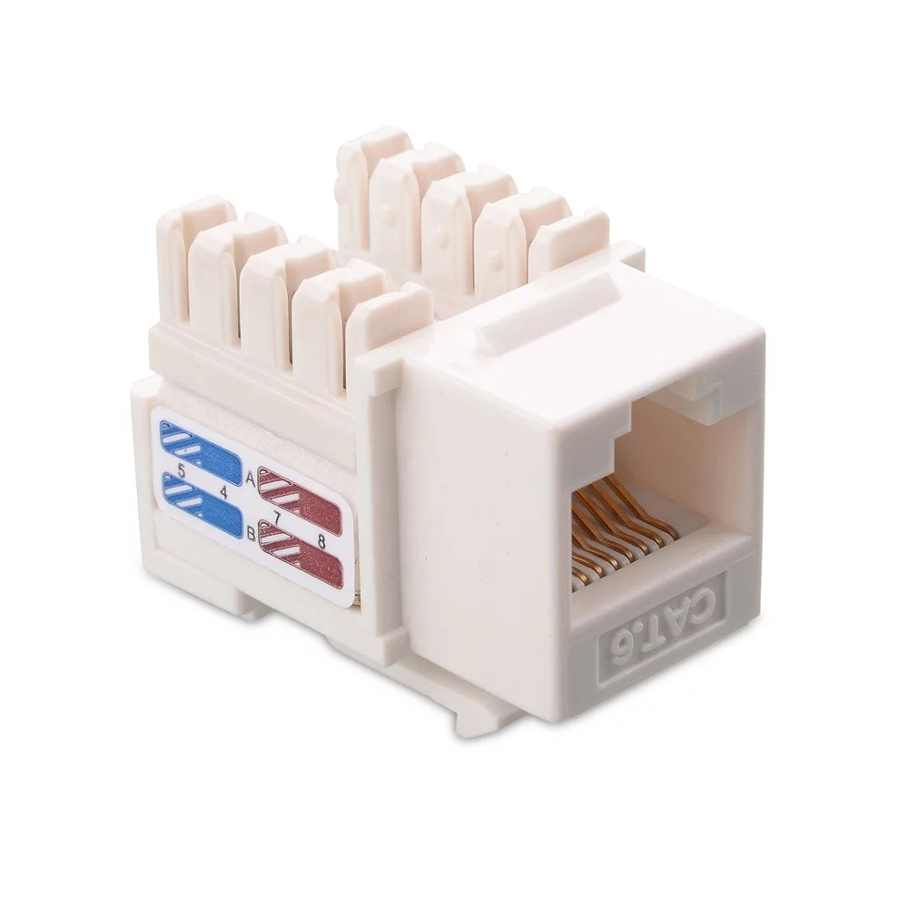 White RJ45 Keystone Jack 50-Pack with Punch-Down Stand Y51372