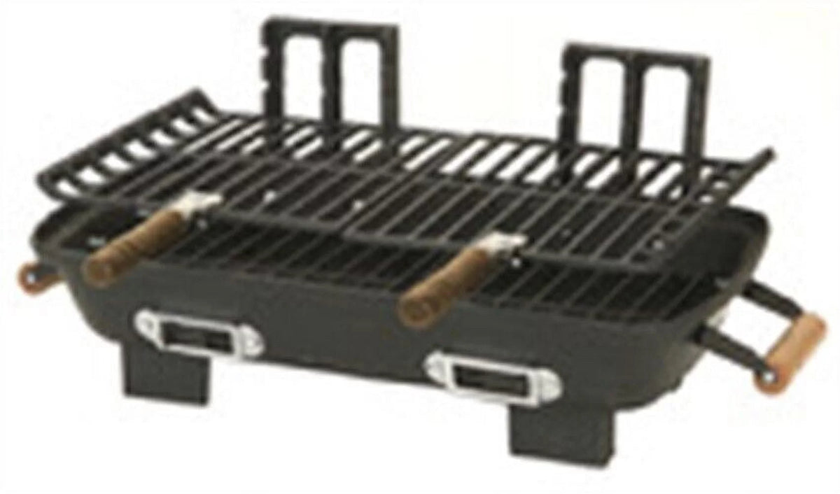Black Cast Iron Charcoal Hibachi Grill 10 x 18 in. Y891
