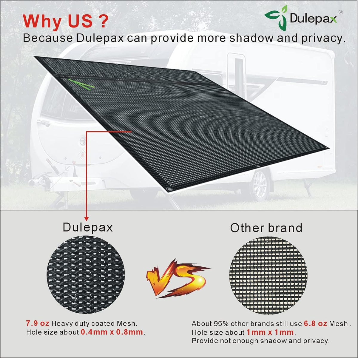 RV Awning Shade Screen with Zipper 9'X15'3'' C76787