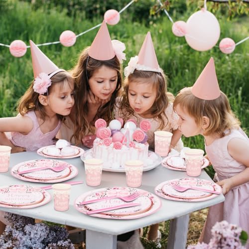 350 Pcs Disposable Paper Plates Napkins Cups Tableware Set for 50 Guests K623