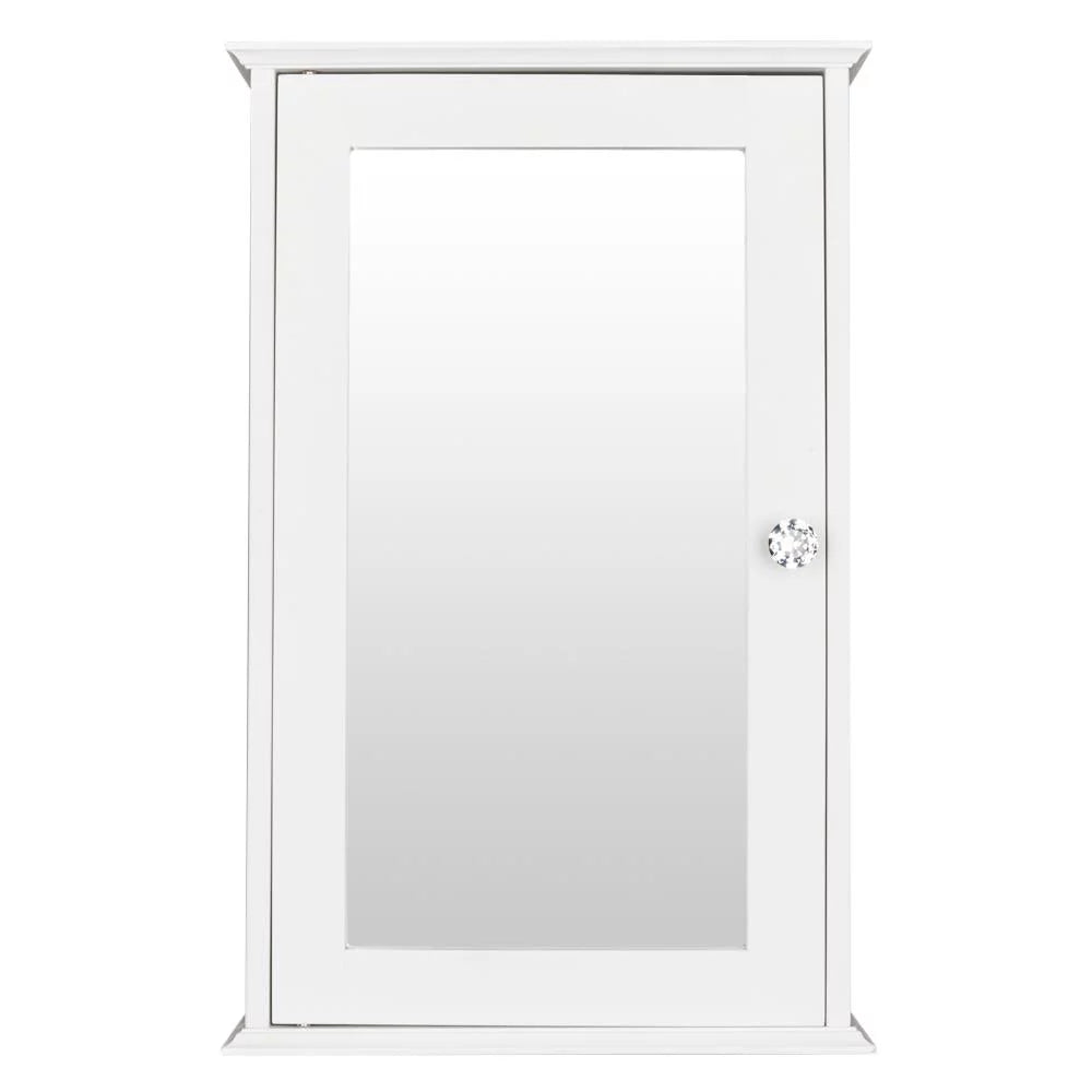Wall Mount Mirrored Medicine Cabinet with Single Door and Adjustable Shelves White H971611