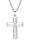 Men's Stainless Steel Diamond Accent Cross Pendant Necklace X779