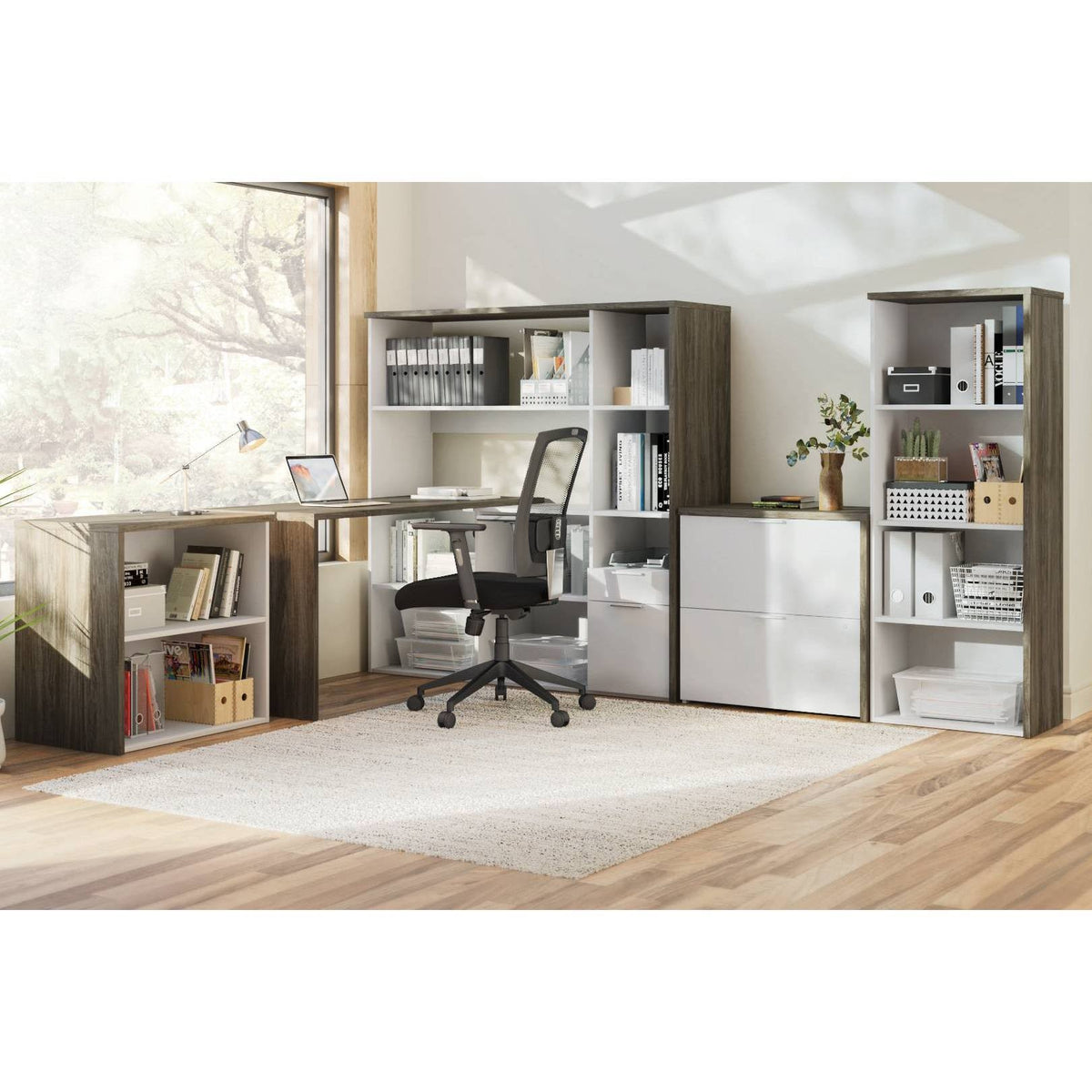 Walnut Grey White Bookcase E850493