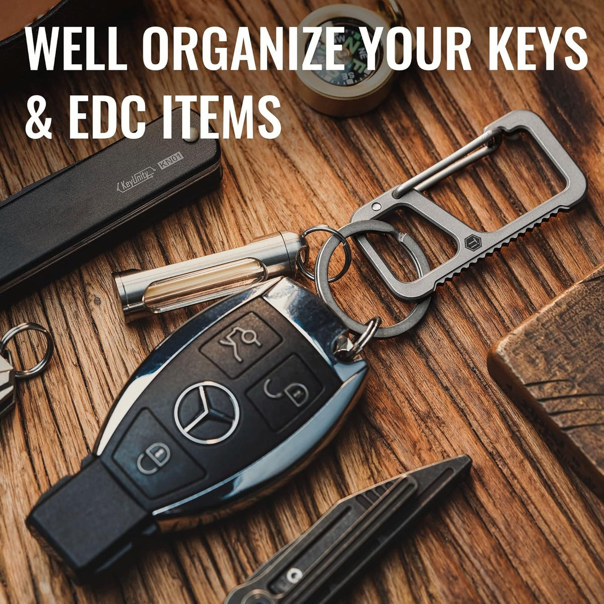 Keychain Carabiner Clip, Quick Release Titanium Key Holder, 2 inch Key Organizer R497