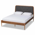 Dark Grey Brown Wood King Size Platform Bed V30051