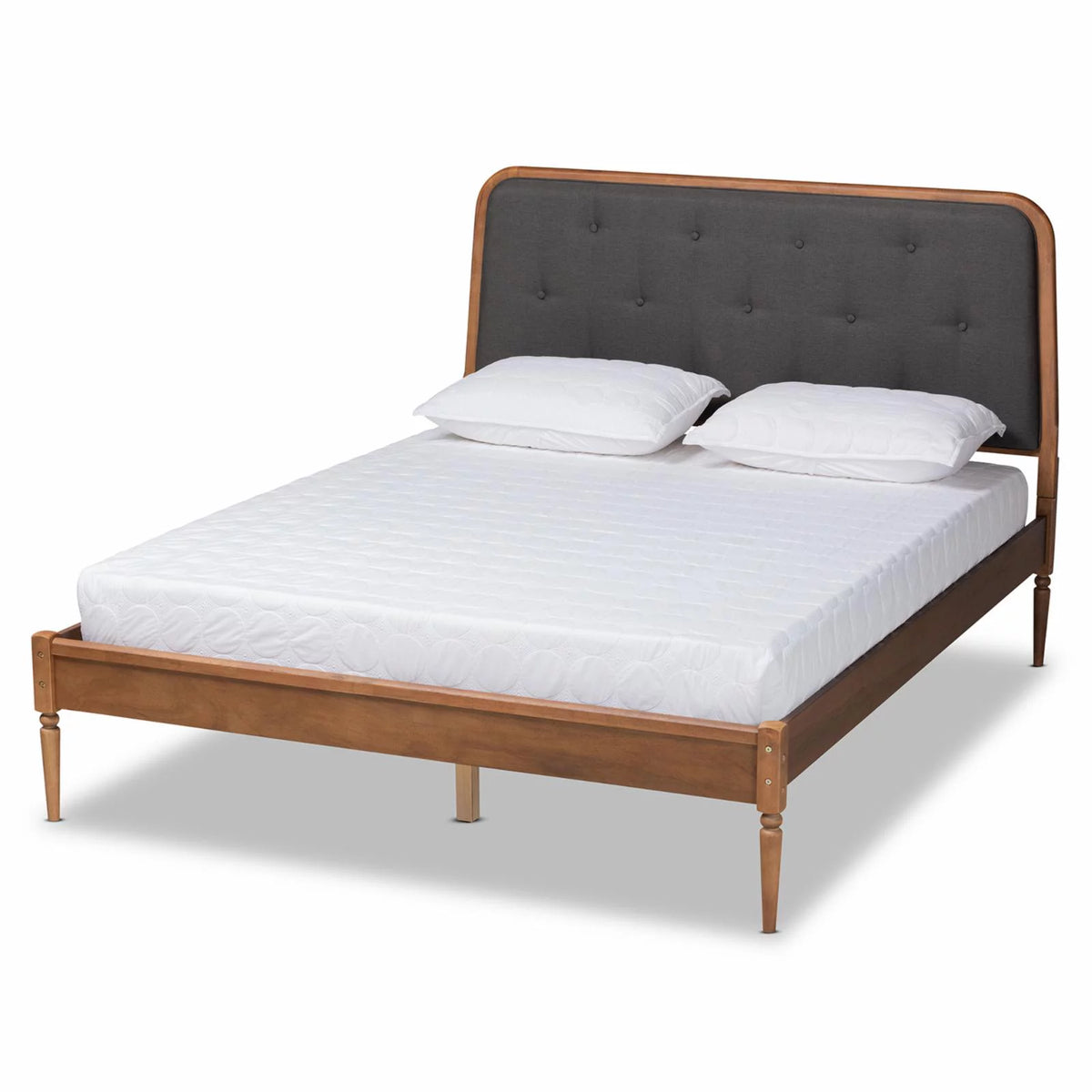 Dark Grey Brown Wood King Size Platform Bed V30051