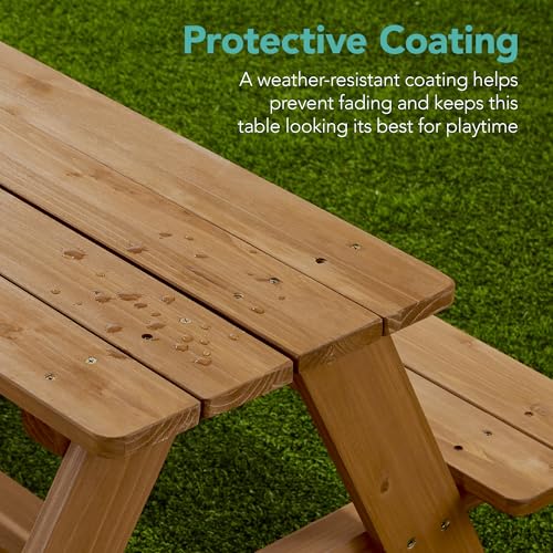 Kids Wooden Picnic Table with Umbrella and Built-in Seats N1279