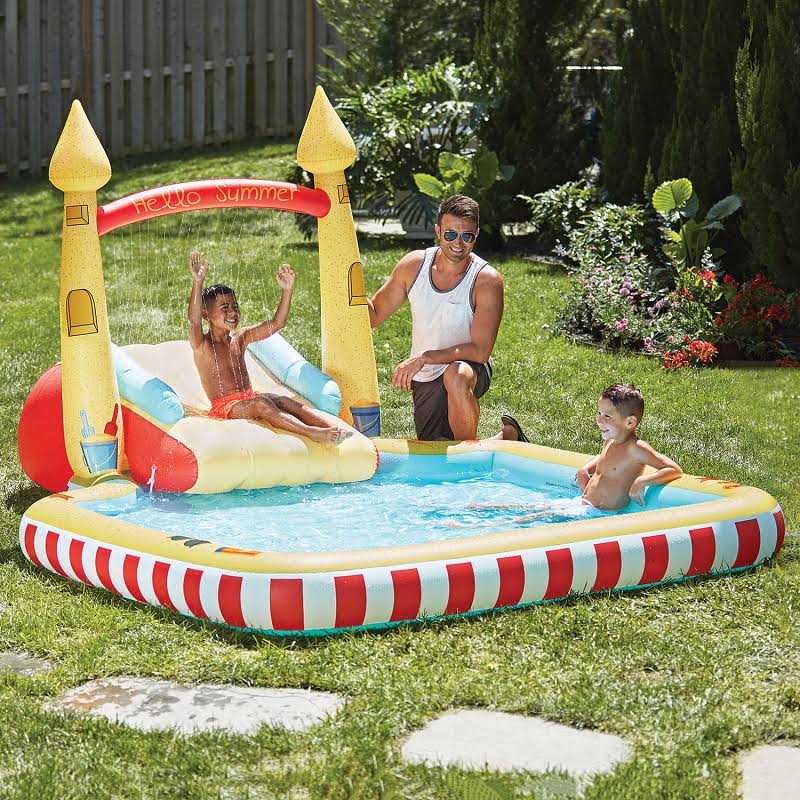 Inflatable Pool with Sprinkler Arch Over 5 ft Tall U640