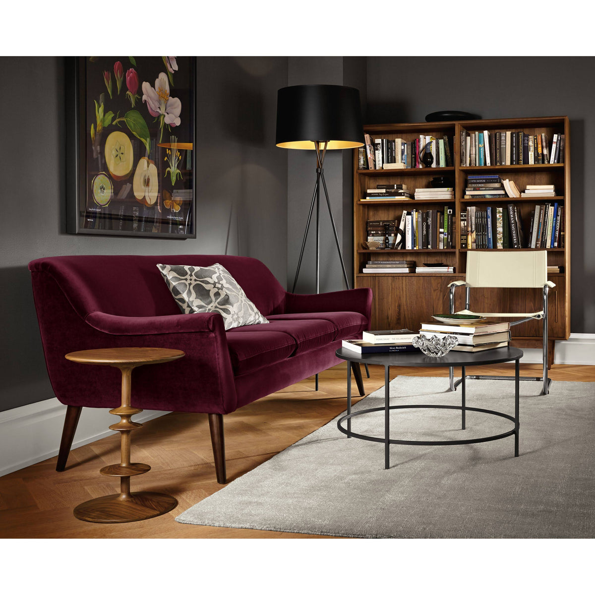 Slim Round Coffee Table with Shelf 36 Diameter 16h in Saffron Yellow G17334