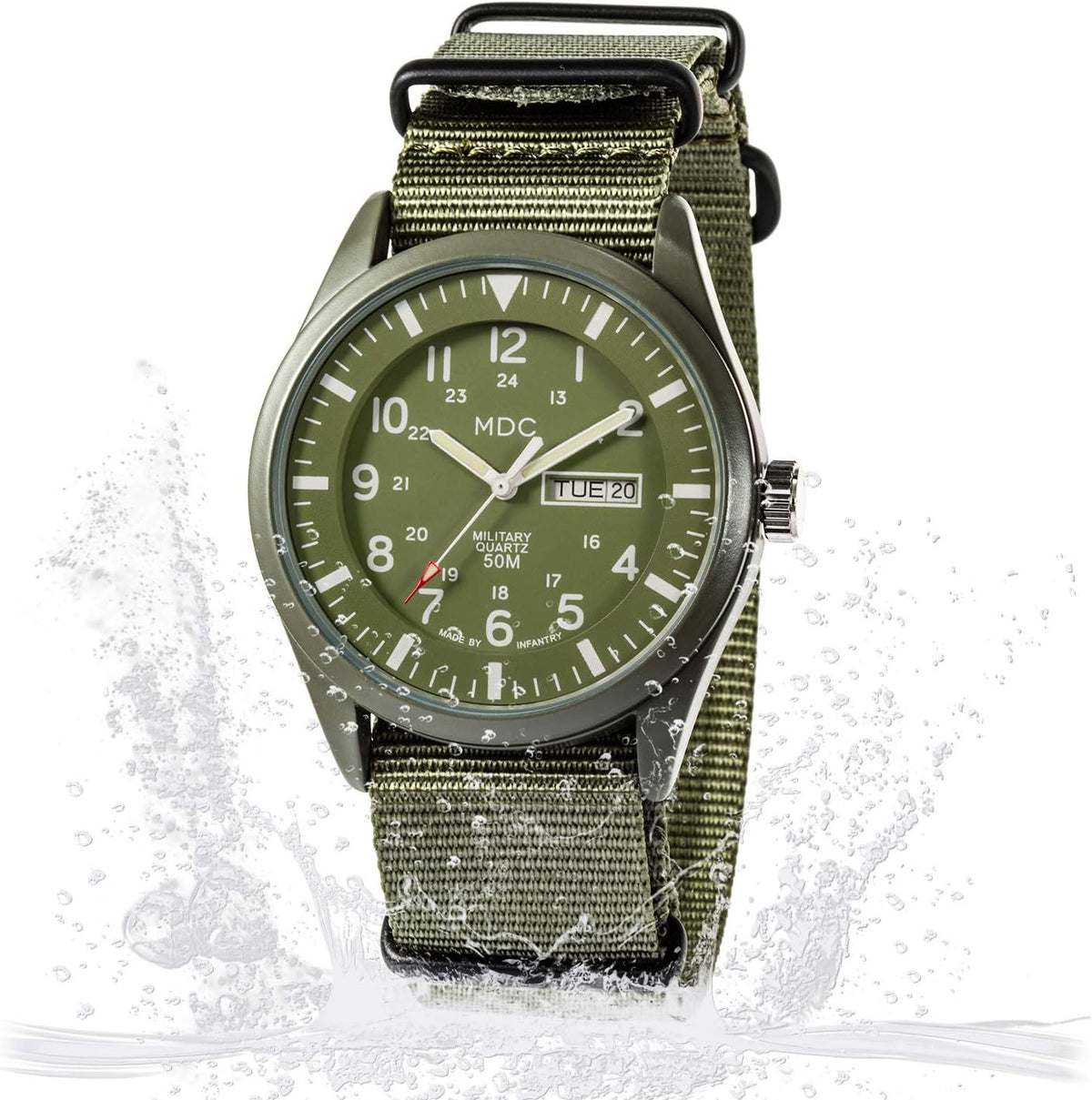 Army Green Analog Quartz Wrist Watch with Nylon Band F948070