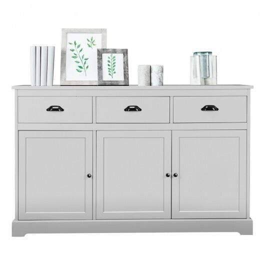 Gray 3 Drawers Sideboard Buffet Storage Cabinet I7500
