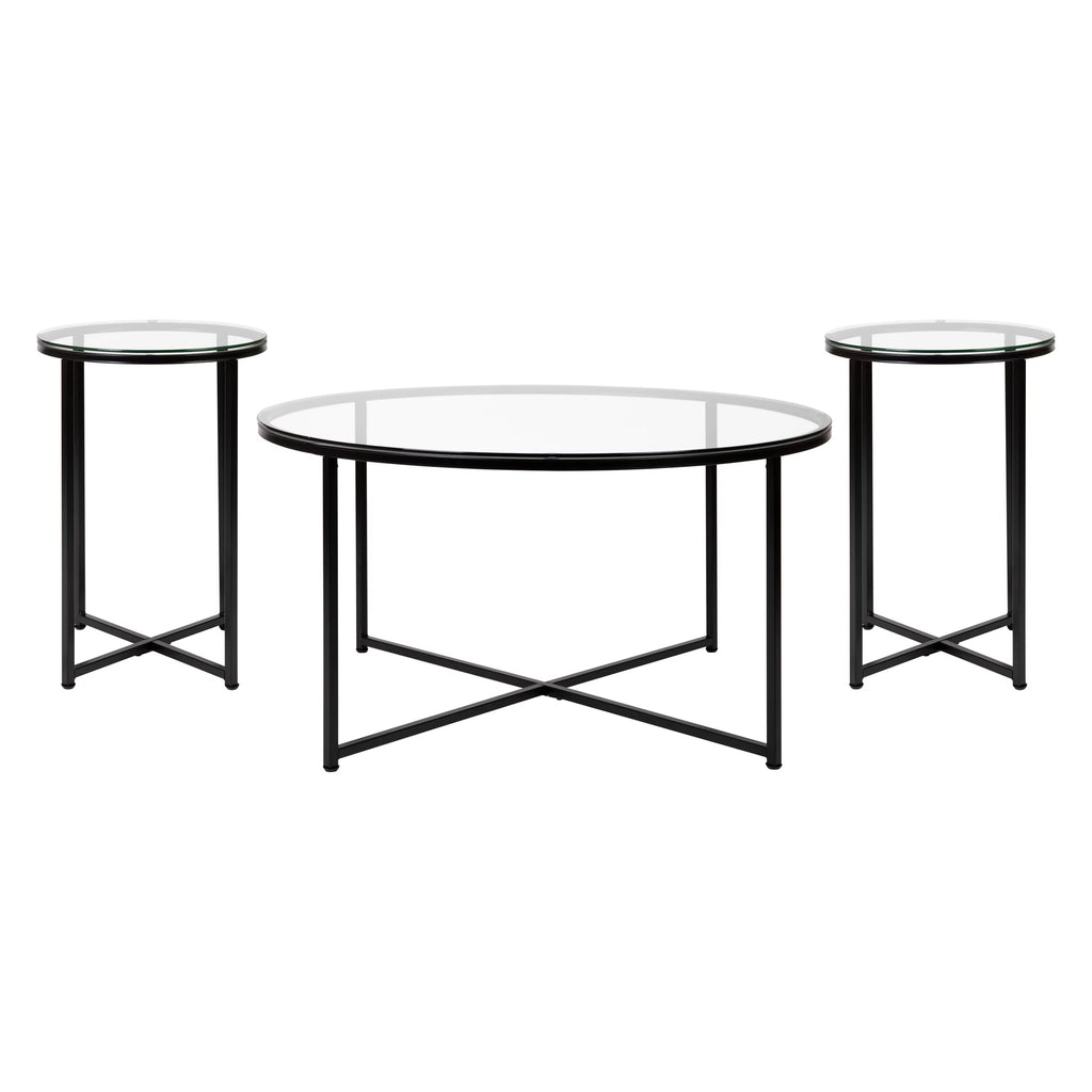 3 Piece Glass Top Occasional Table Set F1405