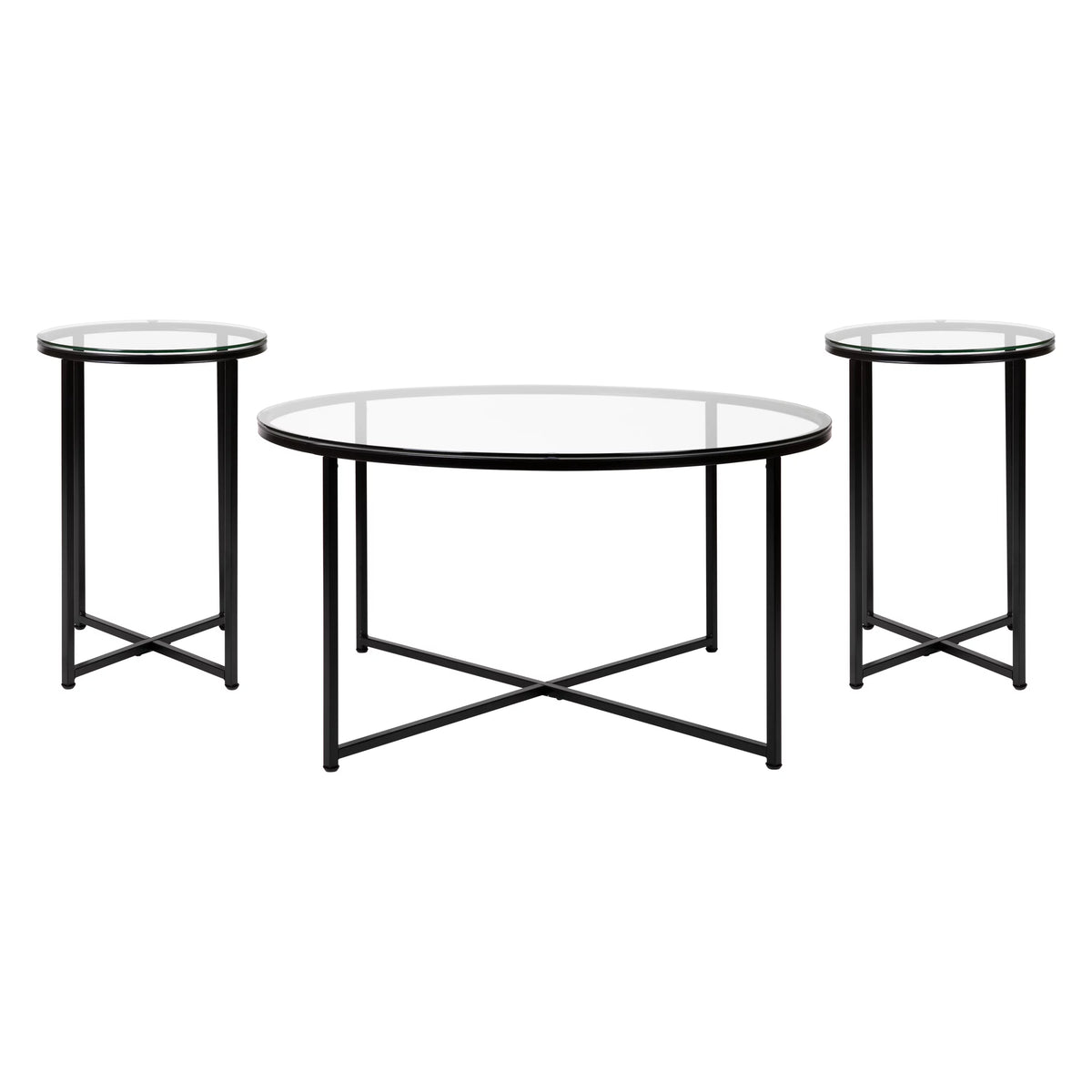 3 Piece Glass Top Occasional Table Set F1405