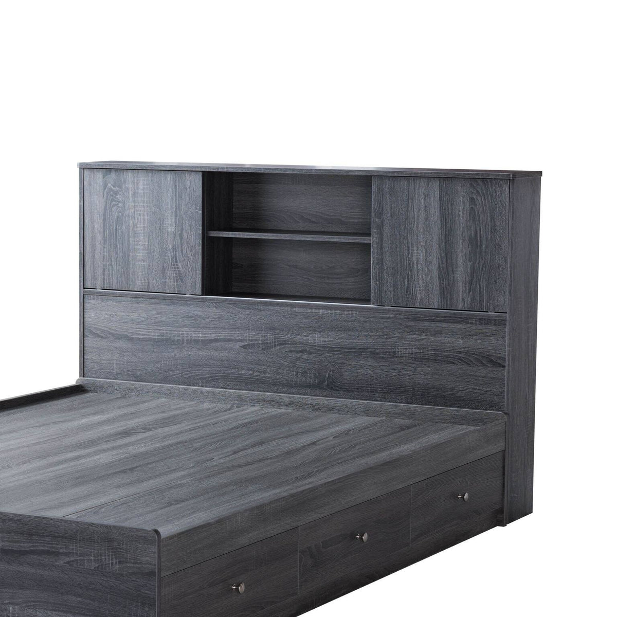Twin Bookcase Headboard with Two Large Cubbies and Two Smaller Shelves - White Q146831