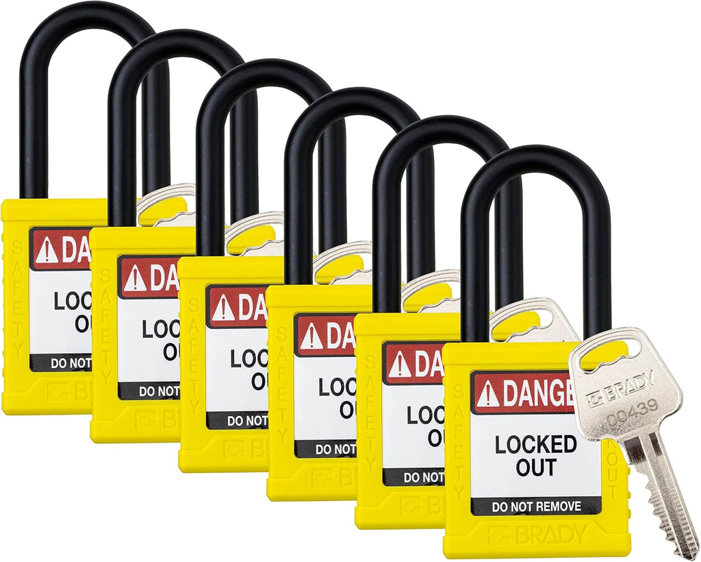 6 Pack Red Keyed Alike Safety Lockout Padlocks N81725