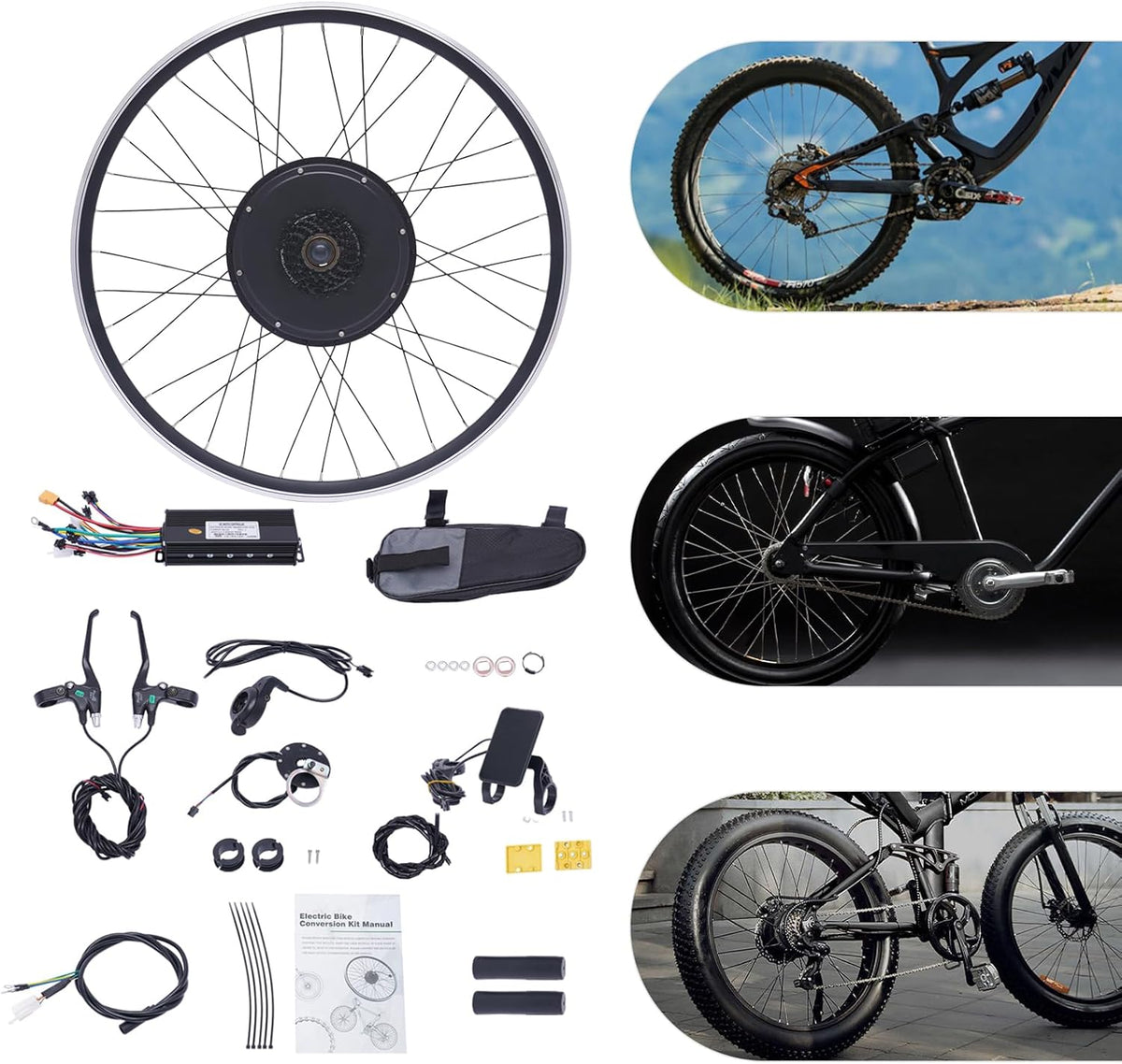 48V 1000W 700C Rear Wheel Electric Bicycle Conversion Kit with LCD Display C2683
