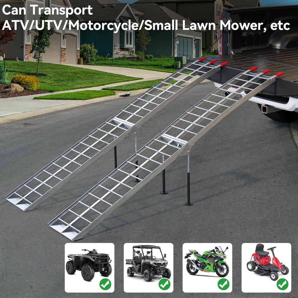 7.5ft Aluminum Folding ATV Ramps with Removable Support Legs, 2pcs R653285