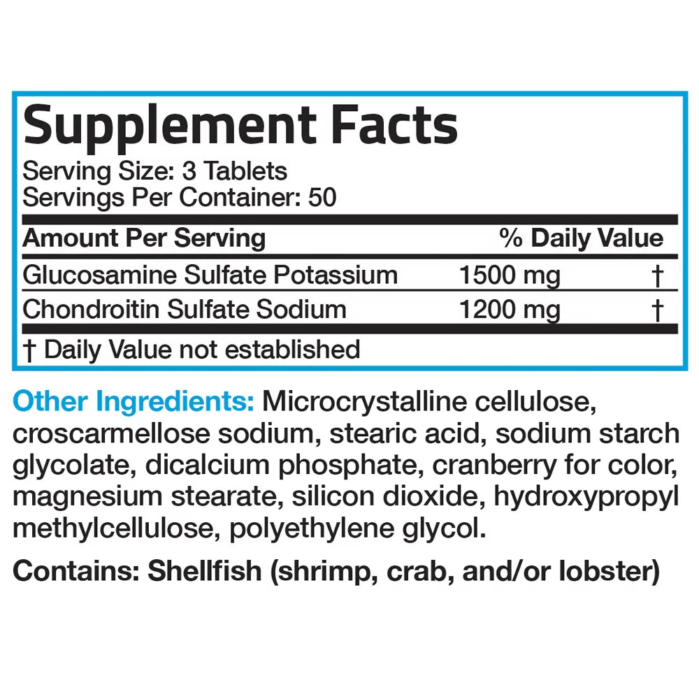 150 Tablets Glucosamine 1500 mg and Chondroitin 1200 mg Q2664