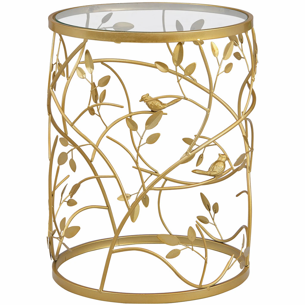 Gold Round Metal End Table X219854