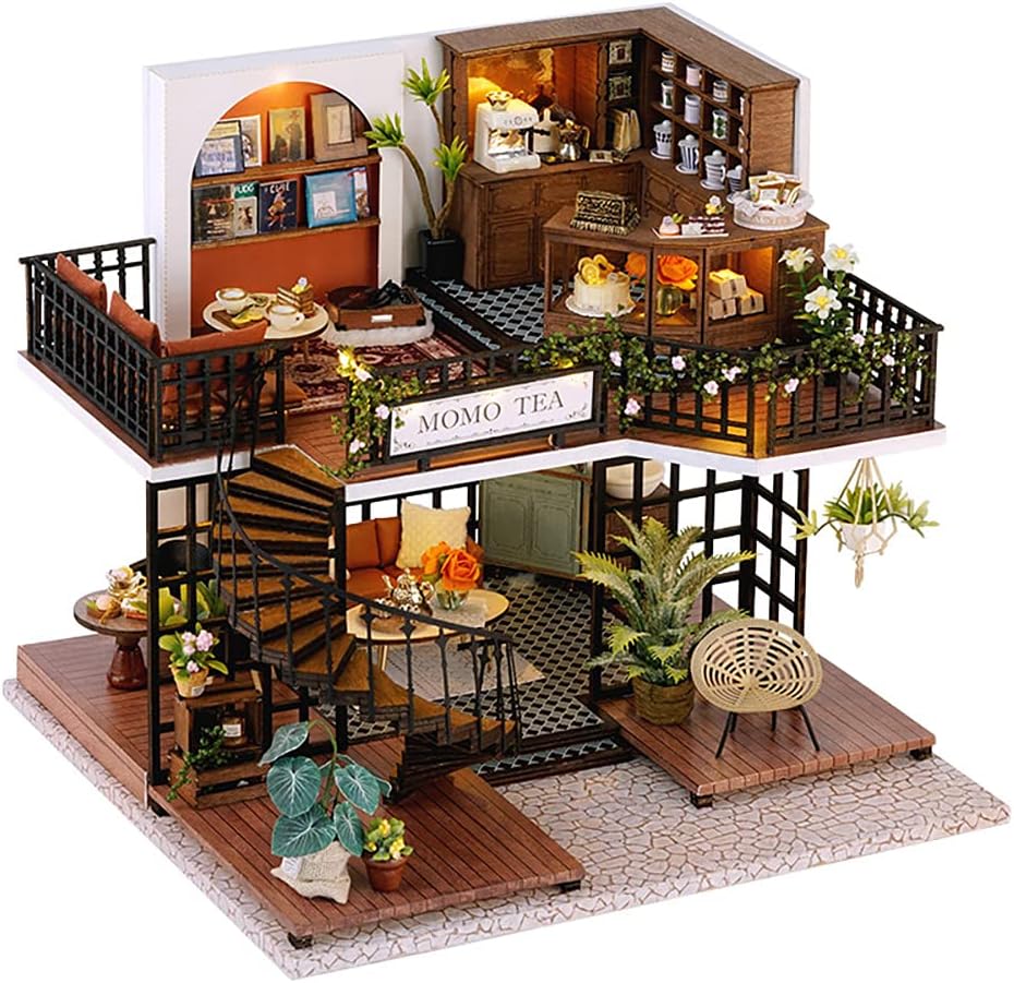 1:24 Scale Wooden Miniature Dollhouse Kit with Furniture L363