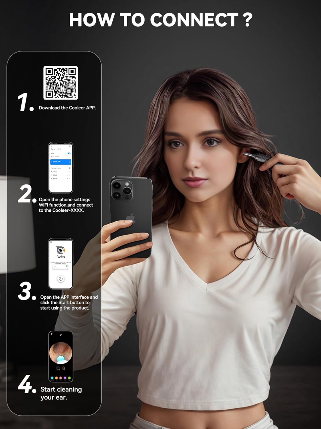 Ear Wax Removal Tool with 1296P HD Camera and 6 LED Lights A521193
