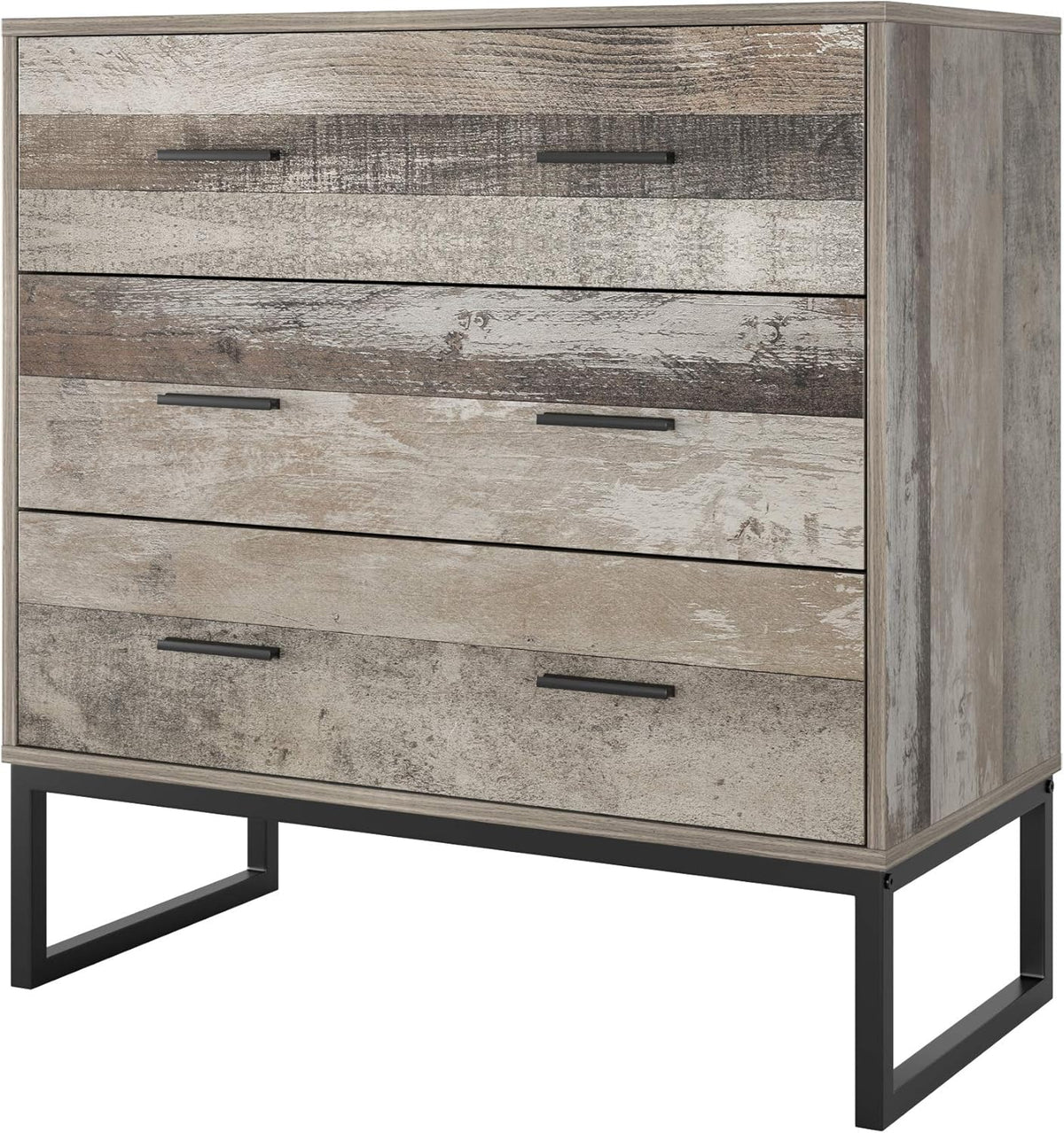 3 Drawer Chest Dresser with Solid Wood Frame and Metal Legs B5411