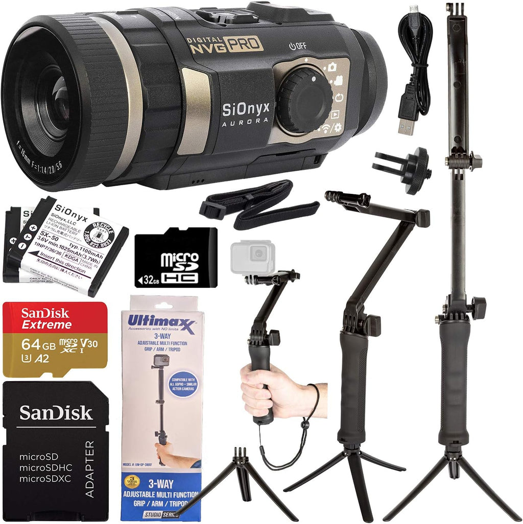 Night Vision Sports & Action Camera Bundle with 64GB Memory Card T3590