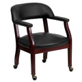 Black Vinyl Office Arm Chair with Casters F633045