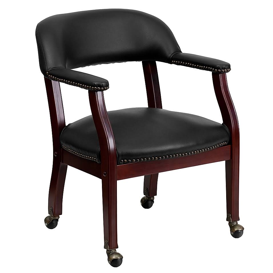 Black Vinyl Office Arm Chair with Casters F633045