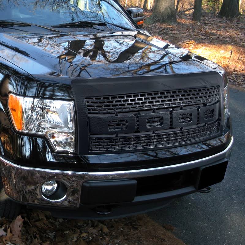 Gray ABS Carbon Fiber Look Front Hood Grille for Ford F150 P64868