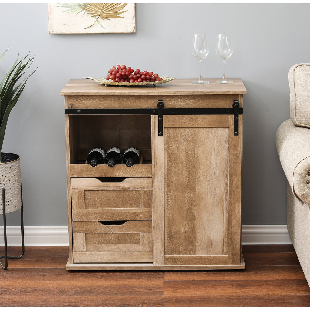Natural Oak Finish Wine and Storage Cabinet M251