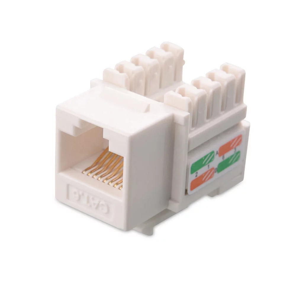 White RJ45 Keystone Jack 50-Pack with Punch-Down Stand Y51372