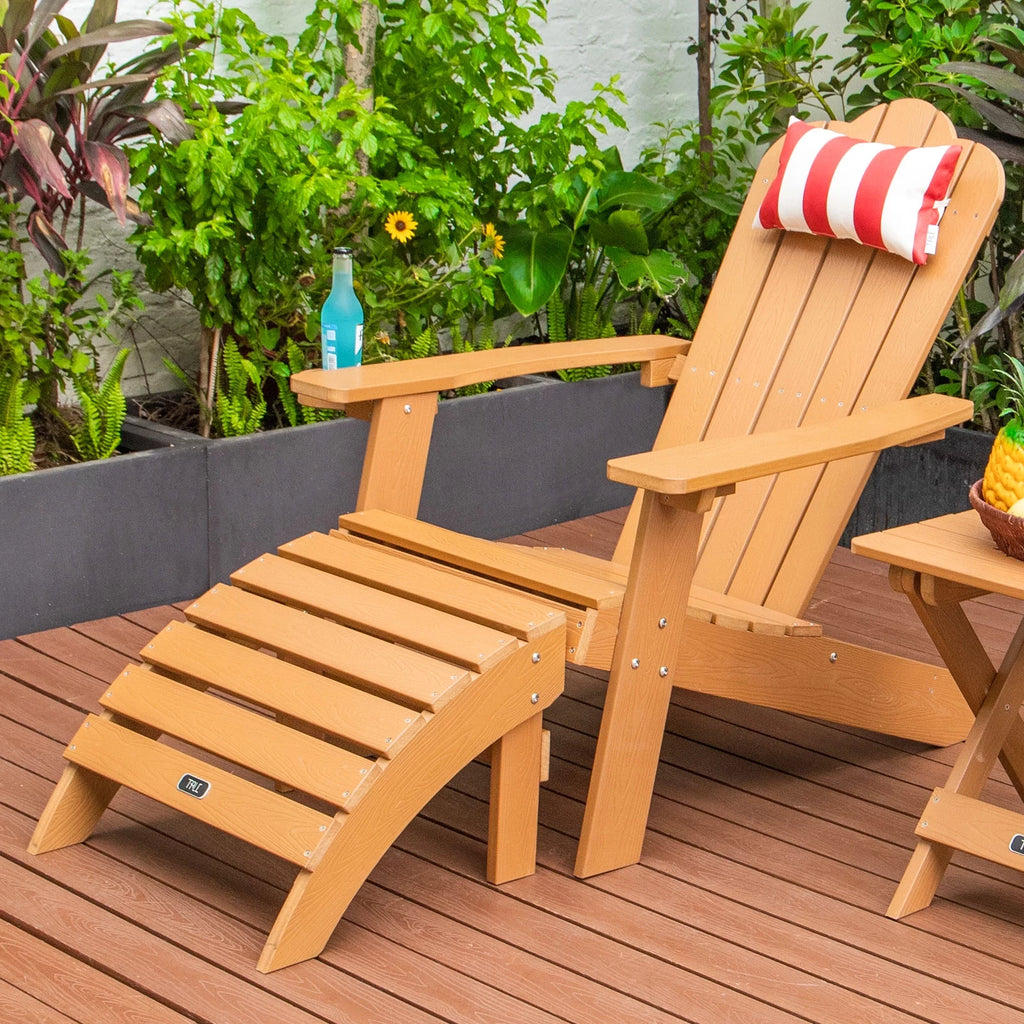 Brown Plastic Wood Outdoor Ottoman Footstool P90709