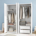 White 4 Door Wood Wardrobe with 2 Drawers B6547