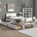 White Twin Size Wood Platform Bed Frame with Headboard and Footboard and 2 Storage Drawers Z787550