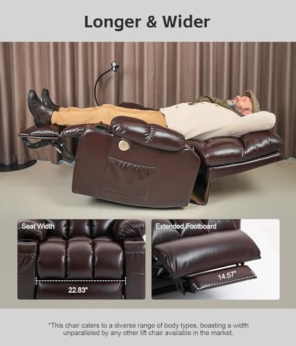 Grey Fabric Power Lift Recliner Chair with Cupholder and USB Ports C906
