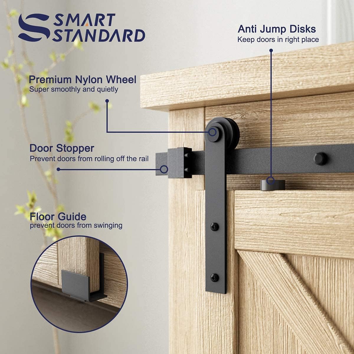 6.6FT Double Door Sliding Barn Door Hardware Kit W169211