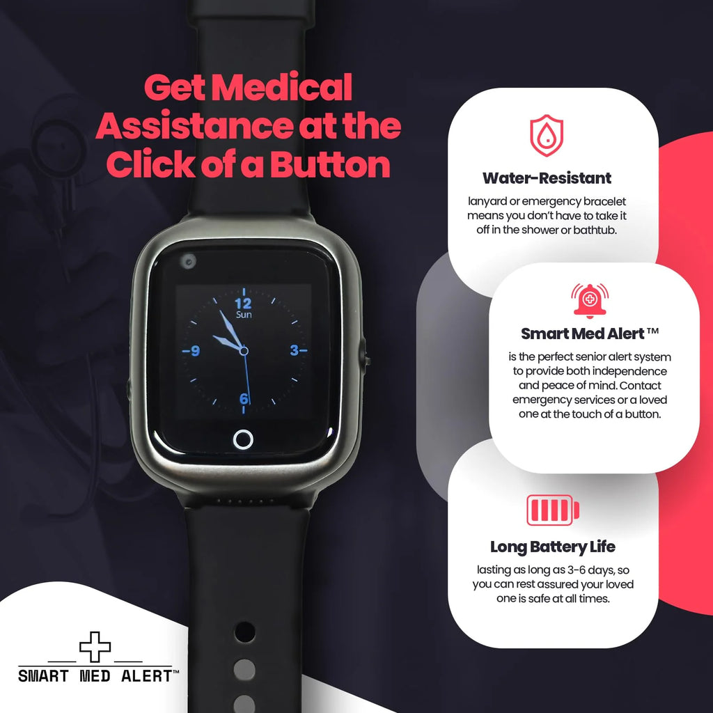 Black Medical Alert Smartwatch D9520