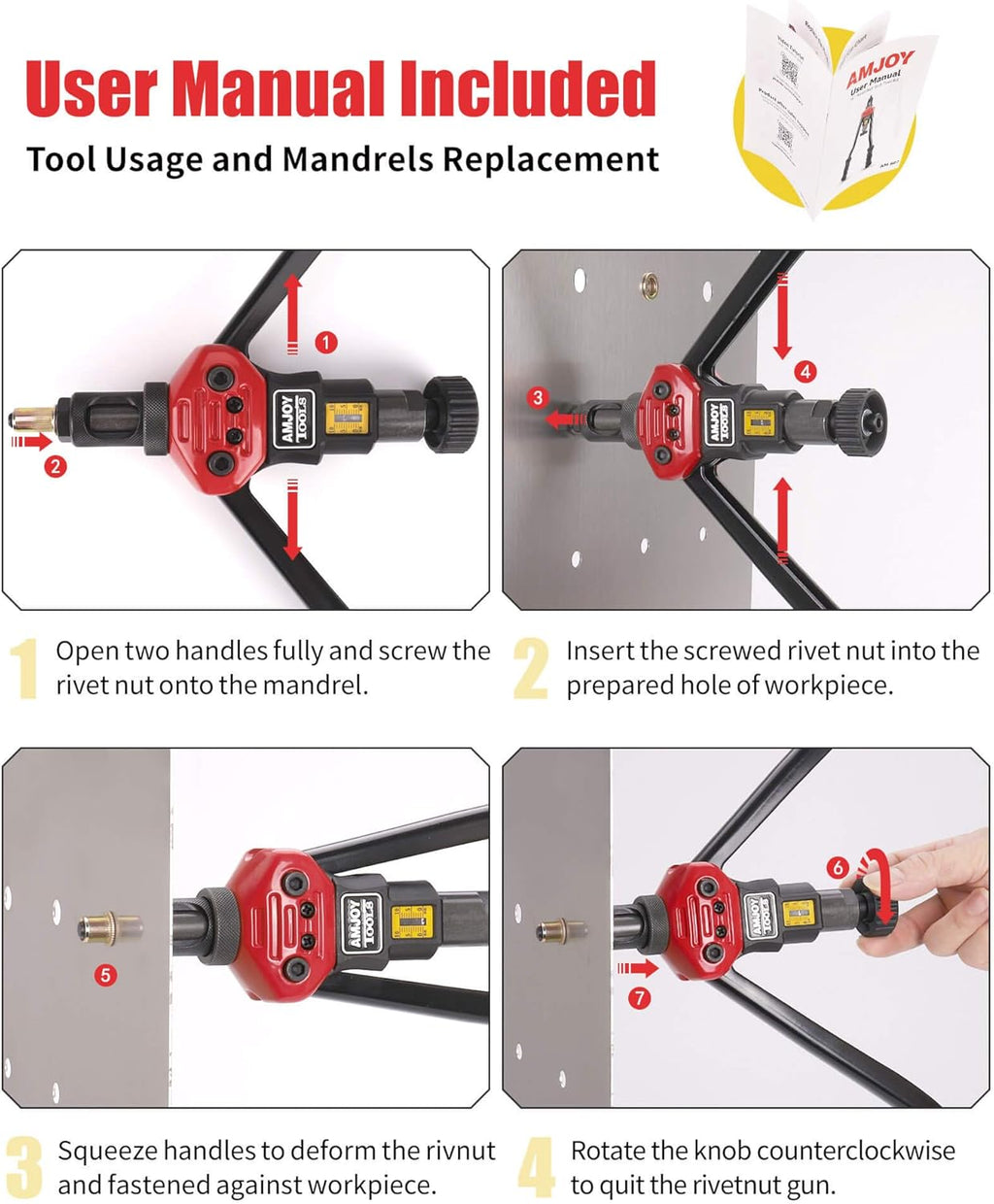 Rivet Nut Tool Set with 8 Mandrels and 80 Rivet Nuts P391