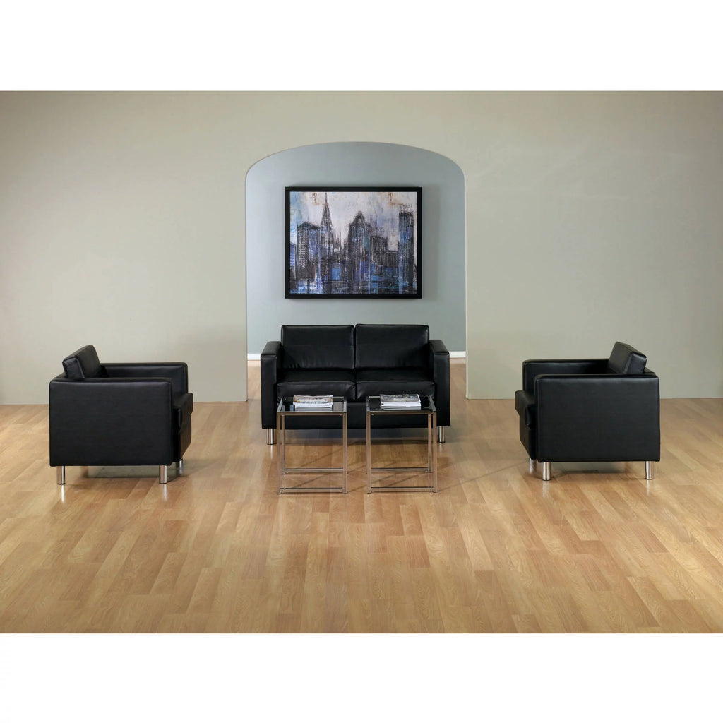 Black Faux Leather Sofa T201