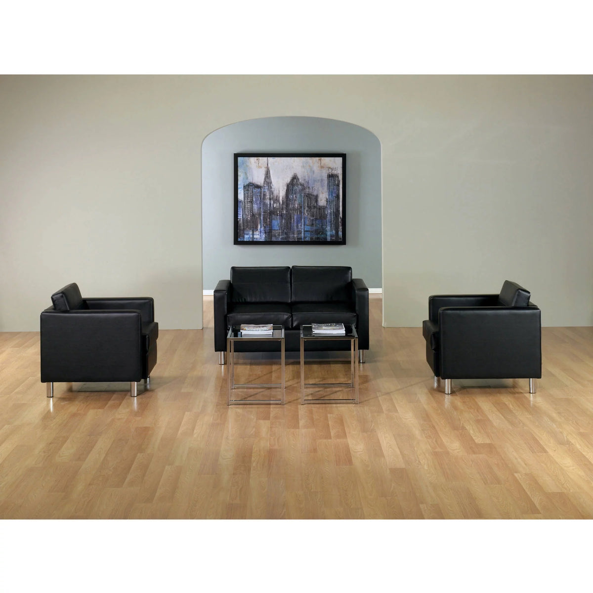 Black Faux Leather Sofa T201