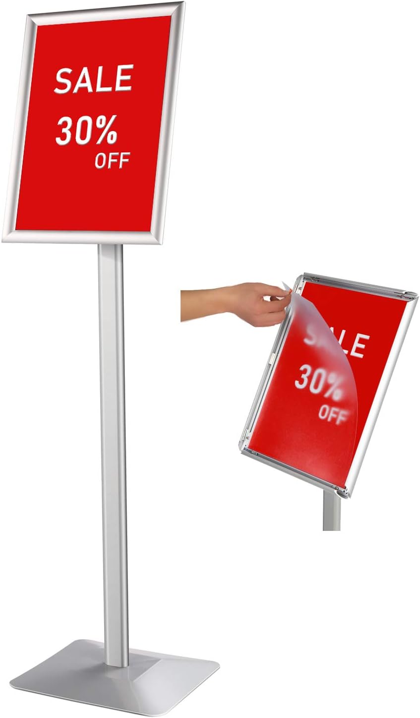 Black Pack of 2 Adjustable Aluminum Sign Stand Y75599