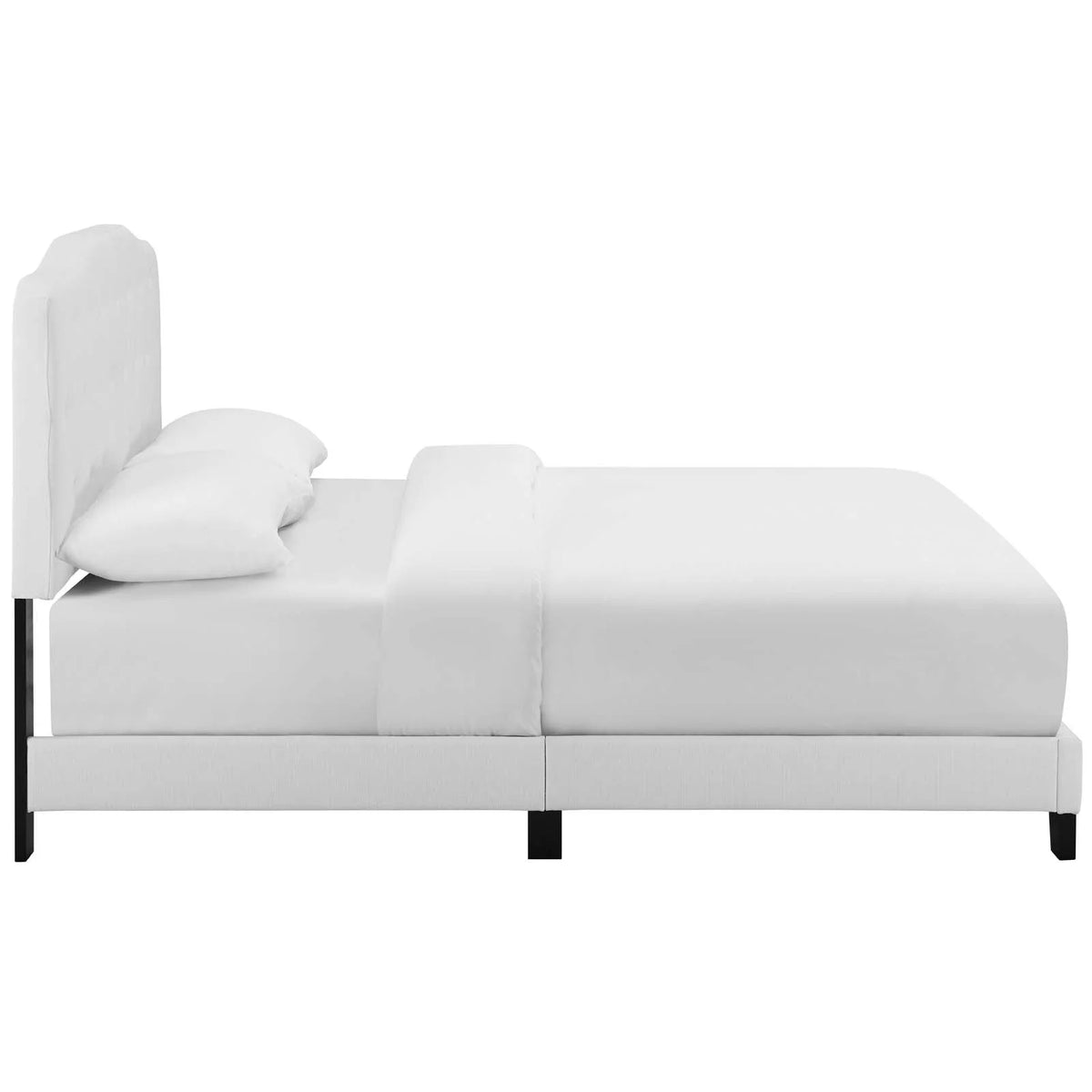 Twin Upholstered Fabric Bed in White S202404