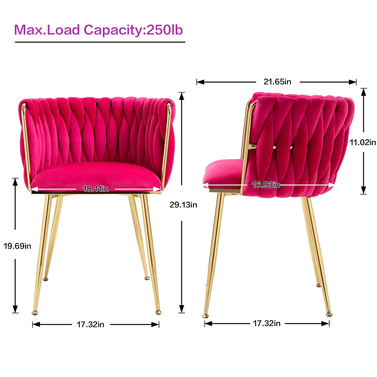 Red Velvet Tufted Dining Chair Set of 2 B124943
